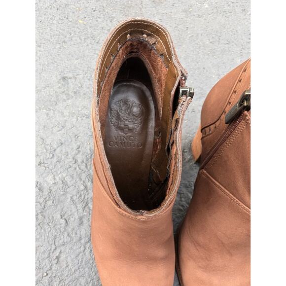 Vince Camuto Women's Fritan Leather Bootie Boots Sz 7.5 Brown Nubuck Boho - Picture 7 of 8